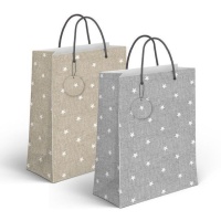 Sacchetto regalo 45 x 33 x 10 cm effetto tessuto con stelle - 1 pz.