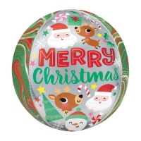 Palloncino orbz marmorizzato Merry Christmas Fun da 38 x 40 cm - Anagram