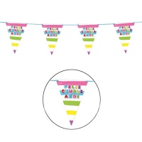 Gagliardetto di buon compleanno con strisce colorate - 4,00 m