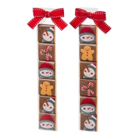 Pupazzo di neve natalizio in scatola da 6 cioccolatini assortiti - 1 pz.
