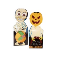 Sacchetto scheletro e zucca di Halloween con marshmallows assortiti e caramelle gommose da 48 g