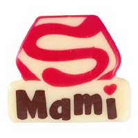 Decorazione in cioccolato bianco Super Mami - 3,7 x 3,2 cm, confezione da 84 unità