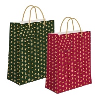 Sacchetto regalo di 14 x 11,5 x 6,7 cm con stelle natalizie - 1 unità