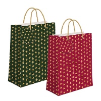 Sacchetto regalo di 32 x 26 x 10 cm con stelle natalizie - 1 unità