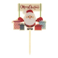 Cake topper Babbo Natale con regali 16,5 x 10 cm - Dekora