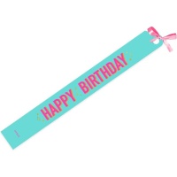 Fascia Happy Birthday color menta fluorescente 150 x 10 cm