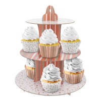 Alzata per cupcake a pois e strisce 36 x 36 cm - 1 pz.