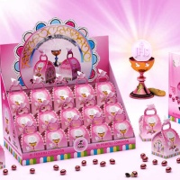 Scatola Comunione rosa con mandorle ricoperte di cioccolato da 35 g - Tukan - 15 unità