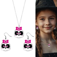 Set di orecchini e collana a teschi