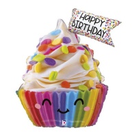 Palloncino Happy Birthday cupcake 58 x 71 cm - Grabo
