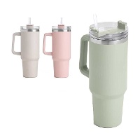 Bicchiere termico da 1,2 L con manico e cannuccia in colori chiari - 1 unità