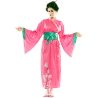 Costume da geisha rosa e verde per donna