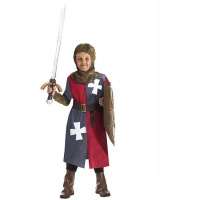 Costume da cavaliere medievale con cappuccio dorato per bambino