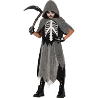 Costume da morte con cappuccio grigio per bambini
