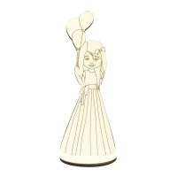 Figura in legno di una ragazza della comunione con palloncini 28 x 10,5 cm - Artis decor