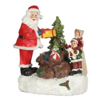 Babbo Natale con albero di Natale con musica e luci 17 x 13 cm
