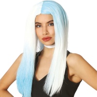 Parrucca lunga bianca e blu