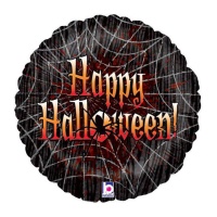 Palloncino rotondo ragnatela Happy Halloween da 46 cm - Grabo