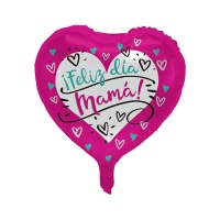 Palloncino cuore fucsia Happy Mother's Day 45 cm