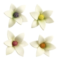 Decorazioni di zucchero fiore bianco da 6 x 2,5 cm - Dekora - 48 unità