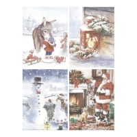 Carta di riso scene di Natale da 29,7 x 42,5 cm - Artis decor - 1 unità