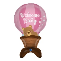 Palloncino Welcome Baby bimba con base da 97 cm - Grabo