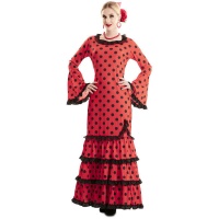 Costume da Sevillana rosso a pois neri per donna