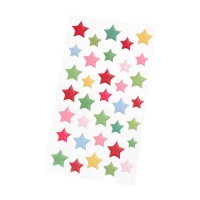 Etichette adesive 3D stelle colorate - 32 unità