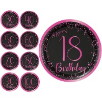 Piatti Elegant Pink con numeri da 23 cm - 8 pezzi
