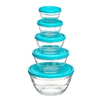 Set di 5 contenitori rotondi in vetro - misure assortite