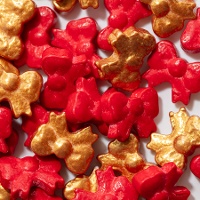 Confetti a forma di fiocchi rossi e dorati da 25 gr - PME