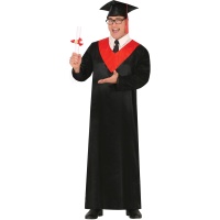 Costume da laureato nero e rosso per adulti