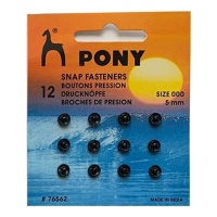 Bottoni a pressione neri da 0,5 cm - Pony - 12 paia