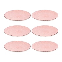 Piatto in gres mandala rosa da 27 cm - Vessia - 6 pezzi