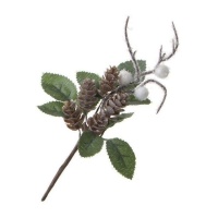 Ramo decorativo con foglie e pigne da 18 cm