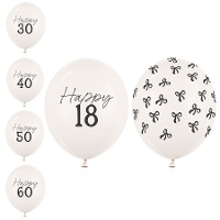 Palloncini in lattice Numero con fiocco nero Buon Compleanno 30 cm - 50 pezzi