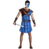 Costume in maschera da guerriero scozzese blu per uomo