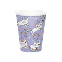Bicchieri con gatto unicorno 250 ml - 8 unità