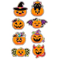Adesivi olografici di Halloween con zucche
