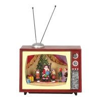 TV con Babbo Natale con luci, musica e movimento 24 x 14 x 20,5 cm