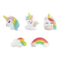 Figure di zucchero di unicorni, nuvole e arcobaleni multicolori - Dekora - 50 pz.
