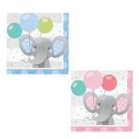 Tovaglioli Elephant Baby Boy da 12,5 x 12,5 cm - 16 unità