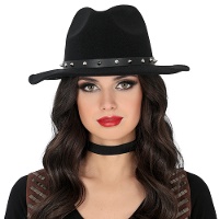 Cappello da cowboy nero con borchie