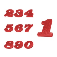Numero in sughero rosso glitterato 8 x 2 cm