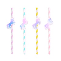 Cannucce di carta a strisce Unicorno iridescente - 8 unità