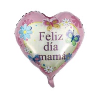 Palloncino Happy Mother's Day con farfalle e fiori 45 cm
