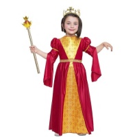 Costume da principessa medievale rosso e giallo per bambina