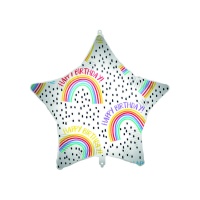 Palloncino stella arcobaleno Happy Birthday da 46 cm - Procos