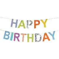 Ghirlanda di buon compleanno con frange colorate 2,20 m