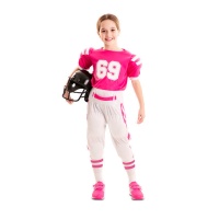 Costume giocatore rugby americano rosa da bambina